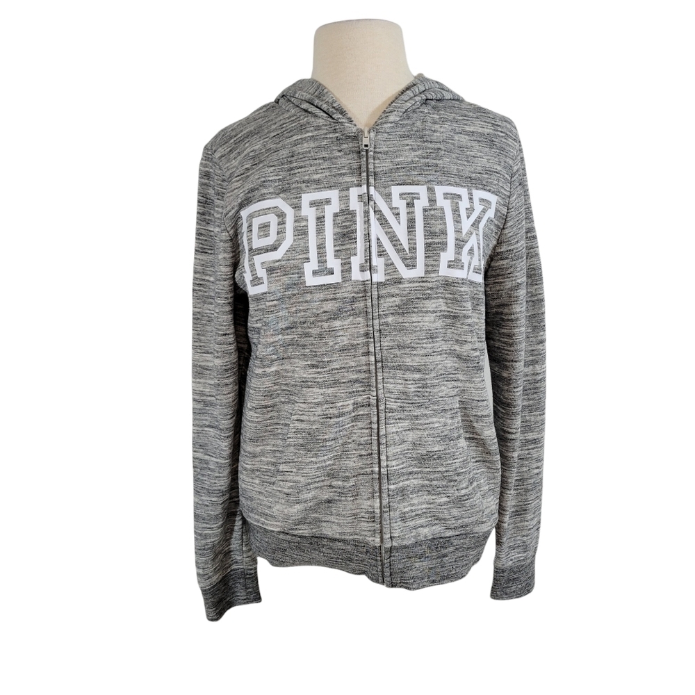 VS Pink Gray Space Dye Zip Up Hoodie Sweatshirt